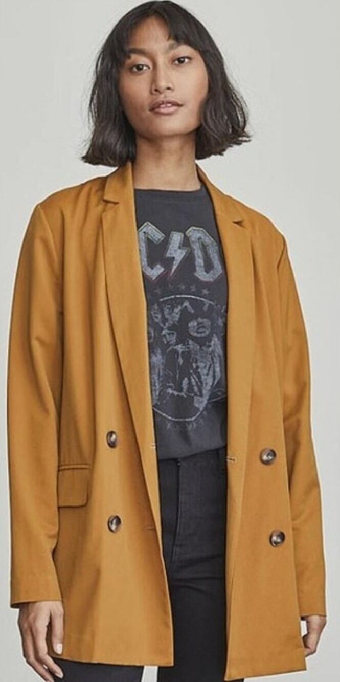 Elizabeth and James Brown Double Breasted Blazer Jacket Small Office Minimalist
